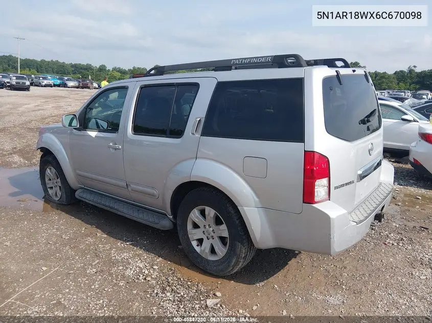 2006 Nissan Pathfinder Le VIN: 5N1AR18WX6C670098 Lot: 45347230