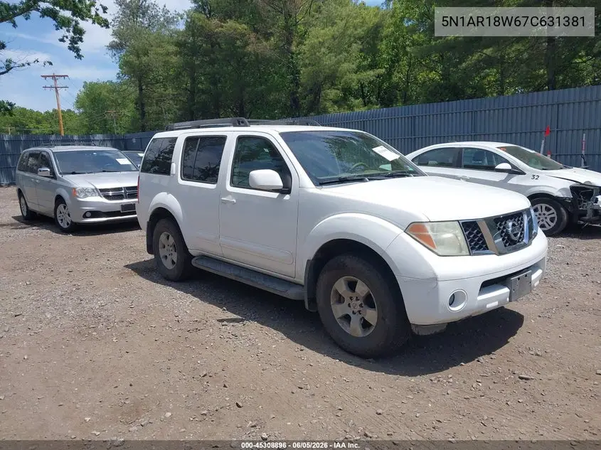 2007 Nissan Pathfinder Se VIN: 5N1AR18W67C631381 Lot: 45308896