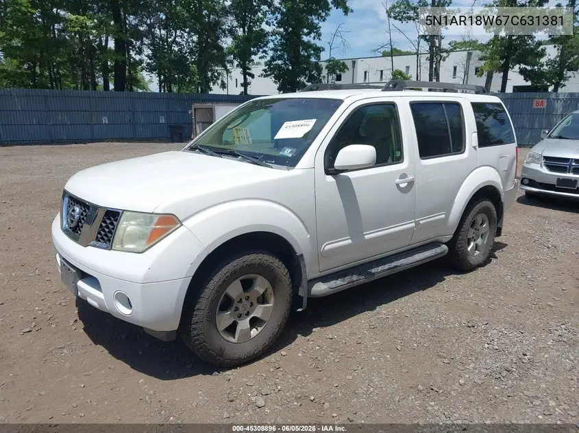 2007 Nissan Pathfinder Se VIN: 5N1AR18W67C631381 Lot: 45308896