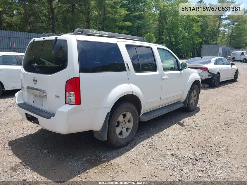 2007 Nissan Pathfinder Se VIN: 5N1AR18W67C631381 Lot: 45308896