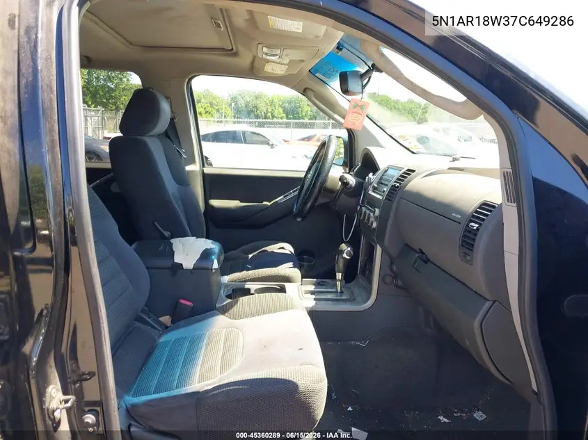 2007 Nissan Pathfinder Se VIN: 5N1AR18W37C649286 Lot: 45360289