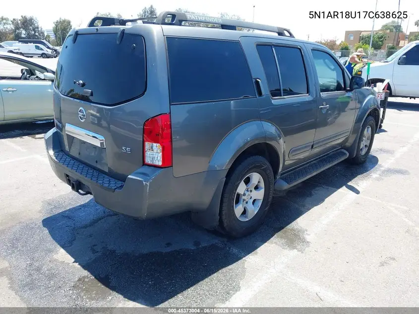2007 Nissan Pathfinder Se VIN: 5N1AR18U17C638625 Lot: 45373004