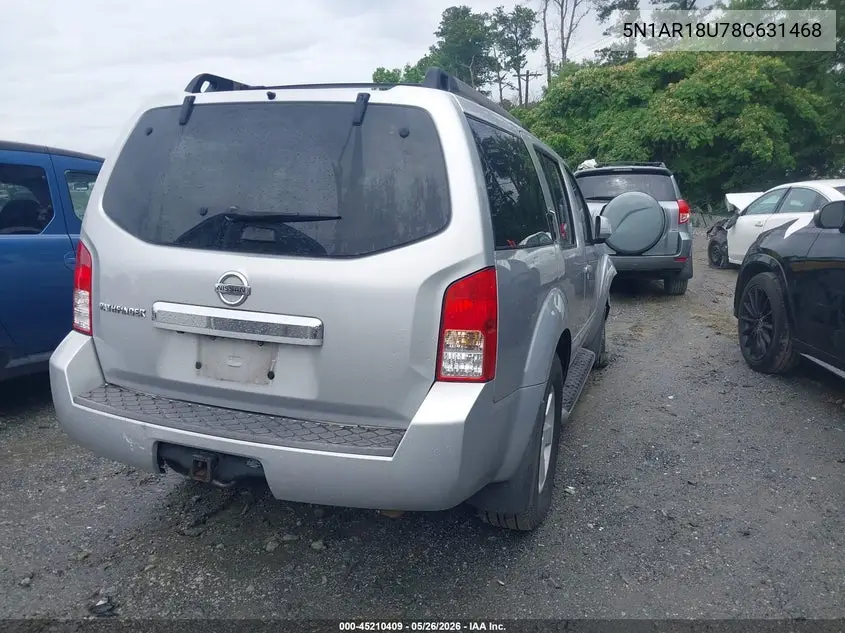 2008 Nissan Pathfinder Se VIN: 5N1AR18U78C631468 Lot: 45210409