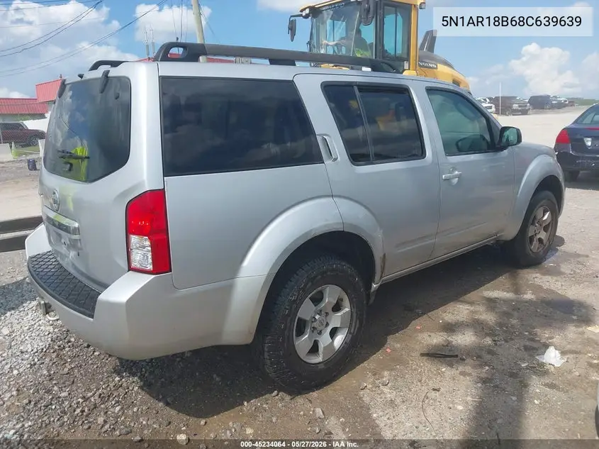2008 Nissan Pathfinder S VIN: 5N1AR18B68C639639 Lot: 45234064