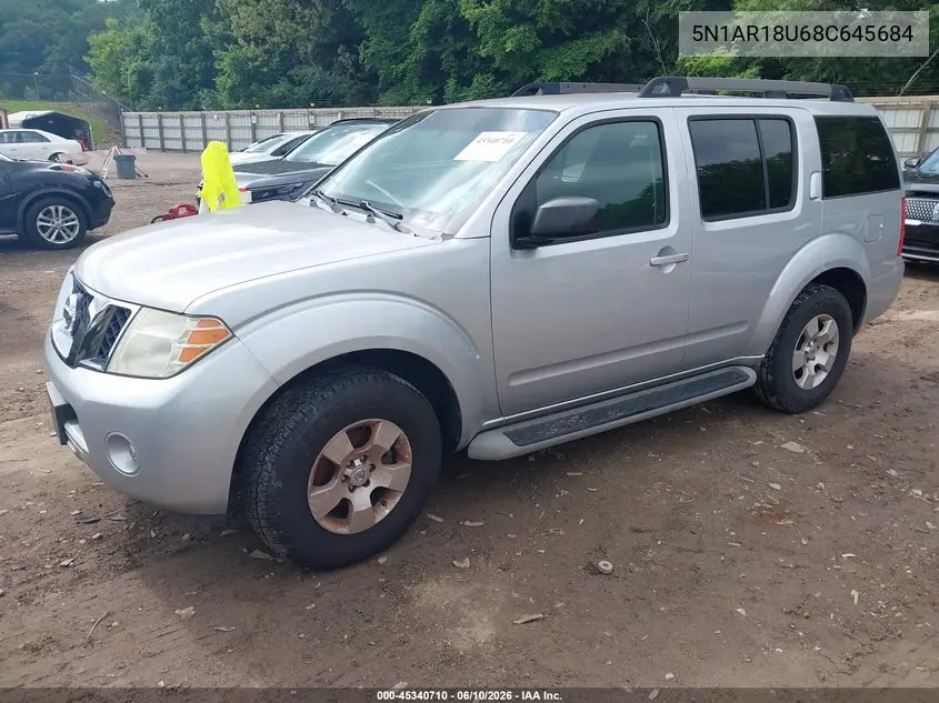 2008 Nissan Pathfinder S VIN: 5N1AR18U68C645684 Lot: 45340710