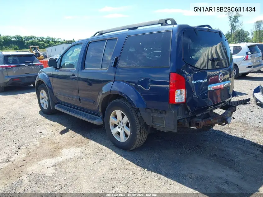 2008 Nissan Pathfinder Se VIN: 5N1AR18B28C611434 Lot: 45341937