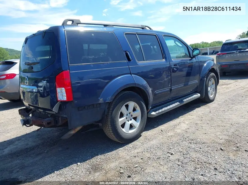 2008 Nissan Pathfinder Se VIN: 5N1AR18B28C611434 Lot: 45341937
