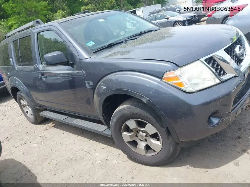 2011 Nissan Pathfinder S VIN: 5N1AR1NB8BC635457 Lot: 45202458