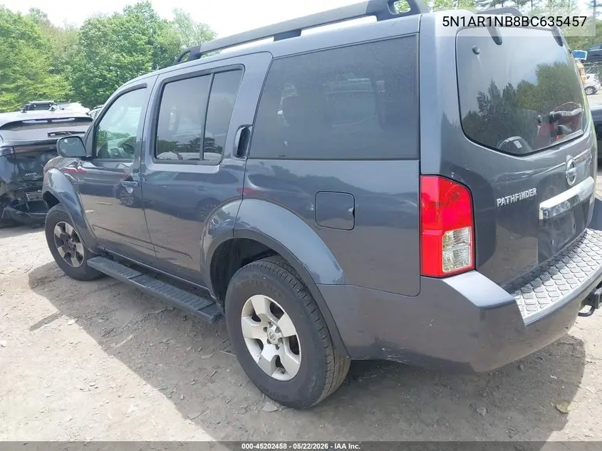 2011 Nissan Pathfinder S VIN: 5N1AR1NB8BC635457 Lot: 45202458