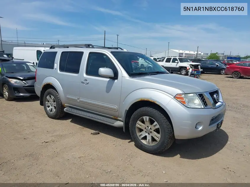 2012 Nissan Pathfinder Le/S/Silver/Sv VIN: 5N1AR1NBXCC618760 Lot: 45288190
