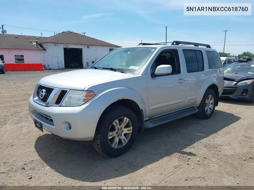 2012 Nissan Pathfinder Le/S/Silver/Sv VIN: 5N1AR1NBXCC618760 Lot: 45288190