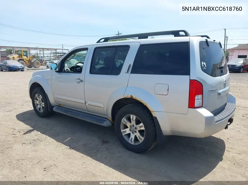 2012 Nissan Pathfinder Le/S/Silver/Sv VIN: 5N1AR1NBXCC618760 Lot: 45288190