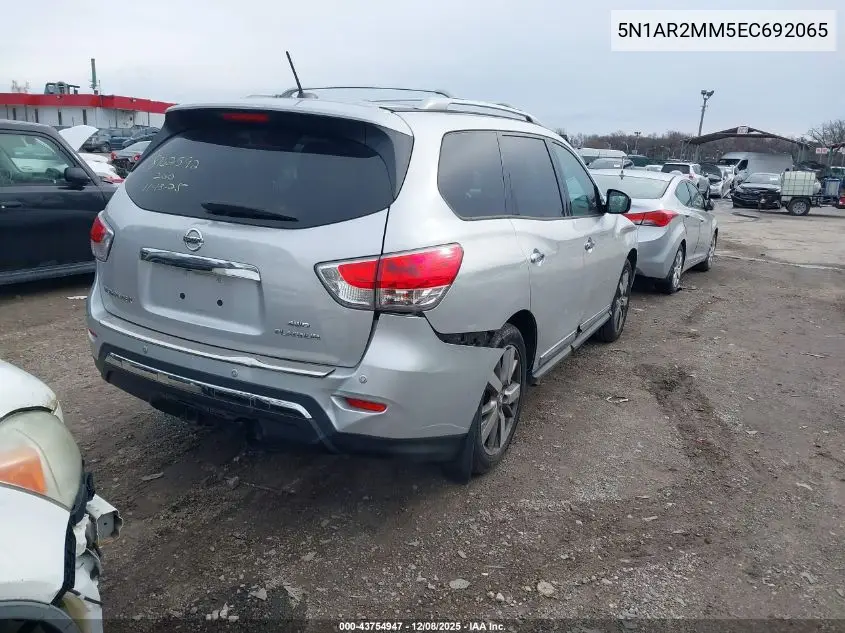 5N1AR2MM5EC692065 2014 Nissan Pathfinder Platinum