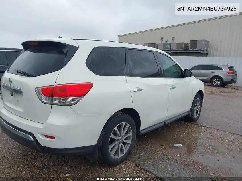 2014 Nissan Pathfinder S VIN: 5N1AR2MN4EC734928 Lot: 45279445