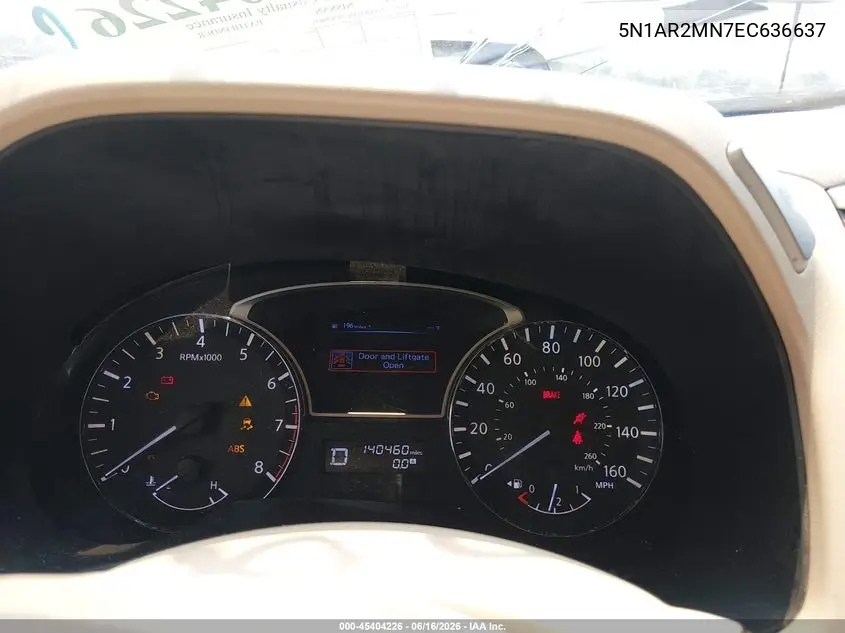 2014 Nissan Pathfinder Platinum VIN: 5N1AR2MN7EC636637 Lot: 45404226