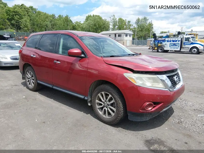 2014 Nissan Pathfinder S VIN: 5N1AR2MM9EC650062 Lot: 45405298