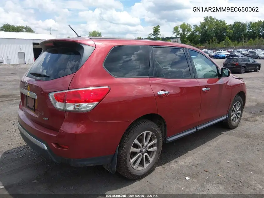2014 Nissan Pathfinder S VIN: 5N1AR2MM9EC650062 Lot: 45405298