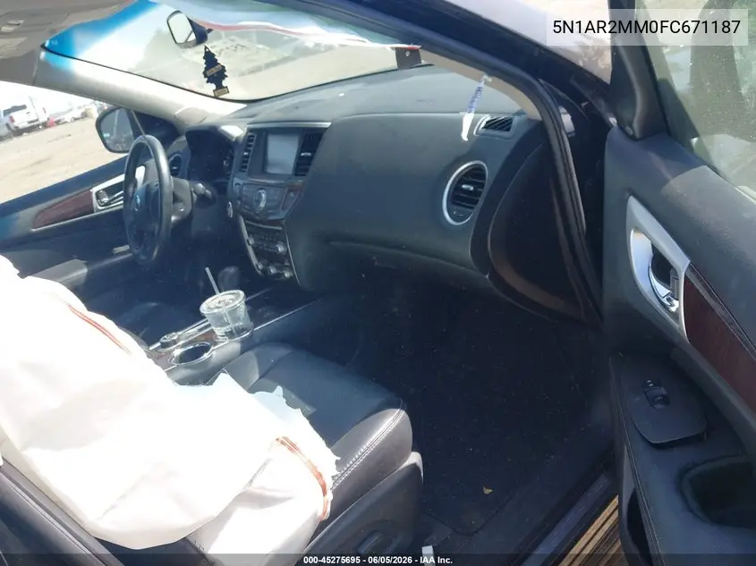 2015 Nissan Pathfinder Sl VIN: 5N1AR2MM0FC671187 Lot: 45275695
