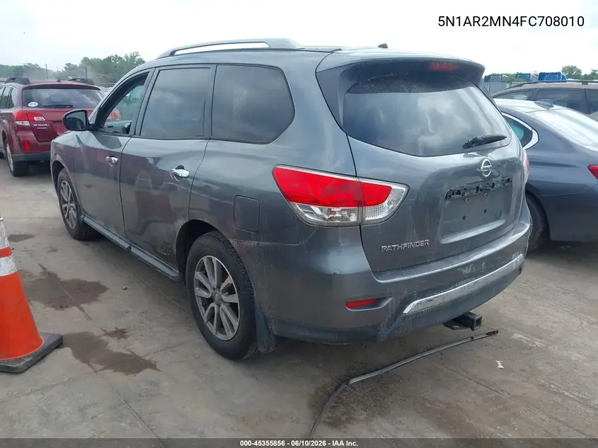 2015 Nissan Pathfinder S VIN: 5N1AR2MN4FC708010 Lot: 45355856
