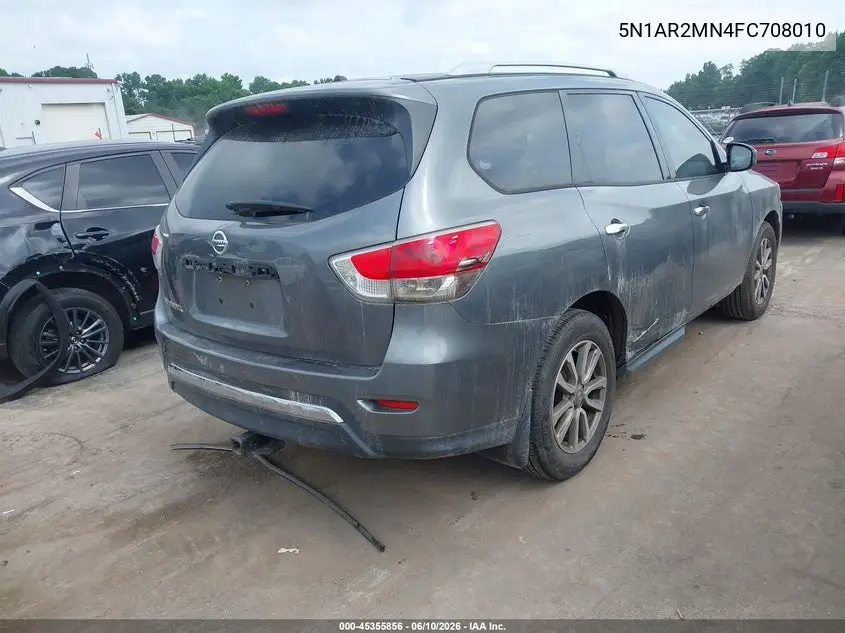 2015 Nissan Pathfinder S VIN: 5N1AR2MN4FC708010 Lot: 45355856