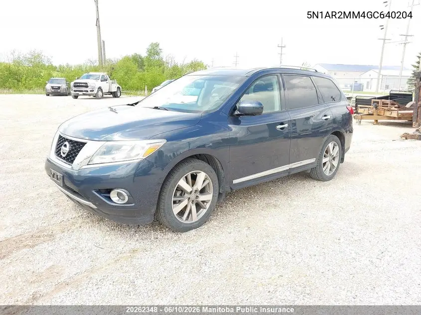 2016 Nissan Pathfinder Platinum VIN: 5N1AR2MM4GC640204 Lot: 20262348