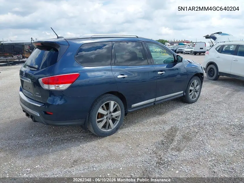 2016 Nissan Pathfinder Platinum VIN: 5N1AR2MM4GC640204 Lot: 20262348