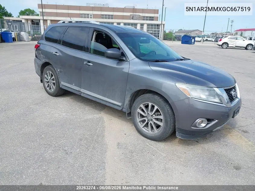 2016 Nissan Pathfinder Sl VIN: 5N1AR2MMXGC667519 Lot: 20263274
