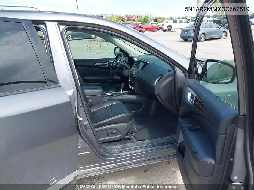2016 Nissan Pathfinder Sl VIN: 5N1AR2MMXGC667519 Lot: 20263274