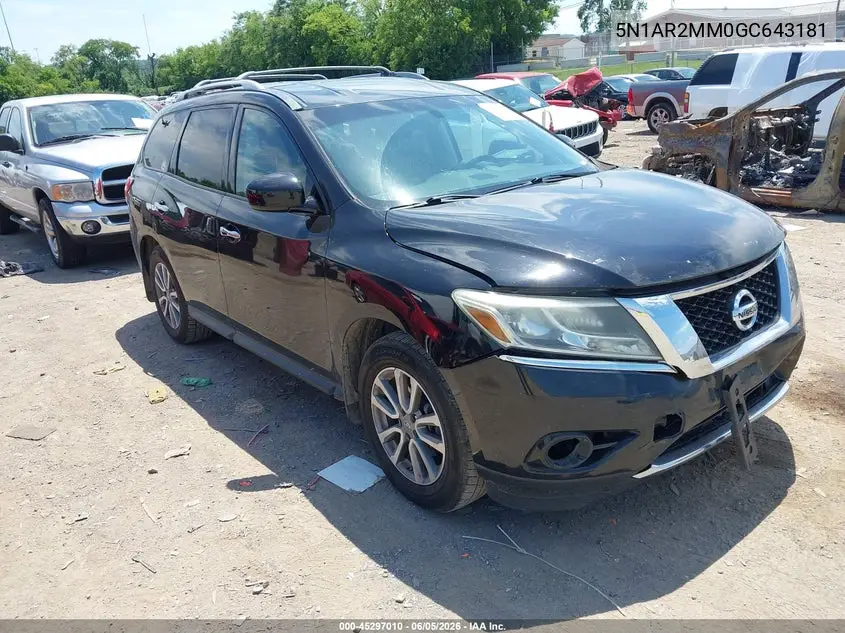 2016 Nissan Pathfinder S VIN: 5N1AR2MM0GC643181 Lot: 45297010