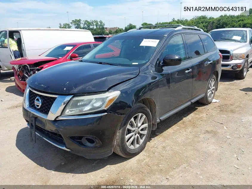 2016 Nissan Pathfinder S VIN: 5N1AR2MM0GC643181 Lot: 45297010
