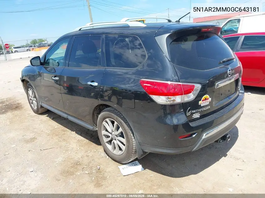 2016 Nissan Pathfinder S VIN: 5N1AR2MM0GC643181 Lot: 45297010