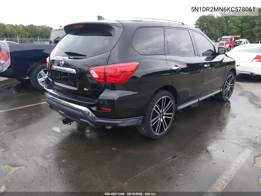 2019 Nissan Pathfinder Sv VIN: 5N1DR2MN6KC578061 Lot: 45371046