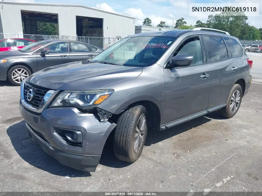 2019 Nissan Pathfinder Sv VIN: 5N1DR2MN7KC619118 Lot: 45371816