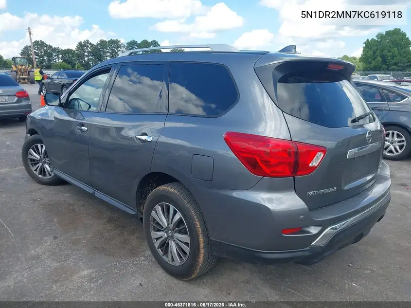 2019 Nissan Pathfinder Sv VIN: 5N1DR2MN7KC619118 Lot: 45371816