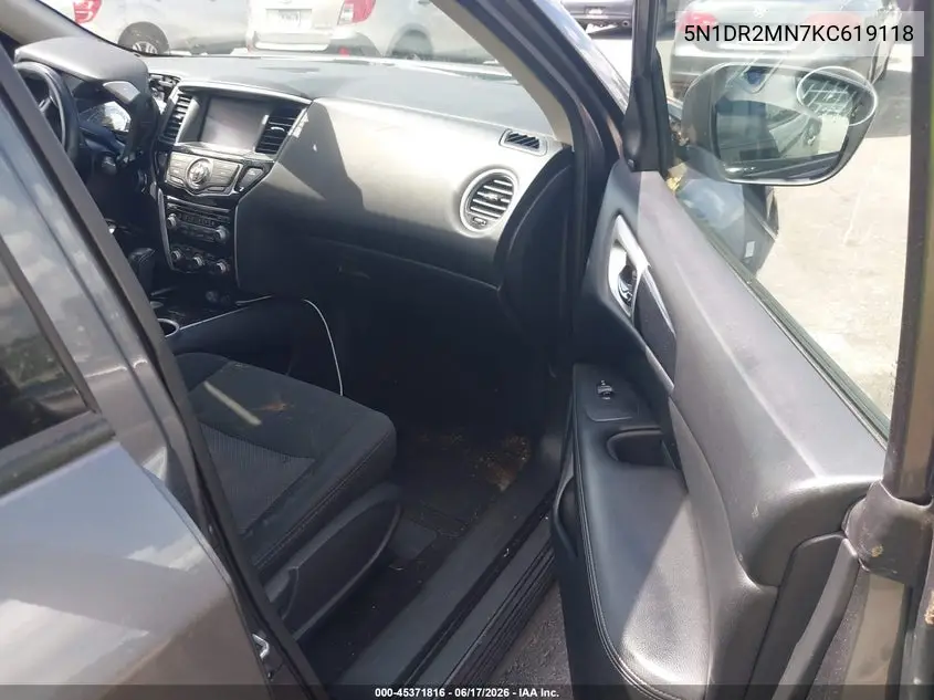 2019 Nissan Pathfinder Sv VIN: 5N1DR2MN7KC619118 Lot: 45371816