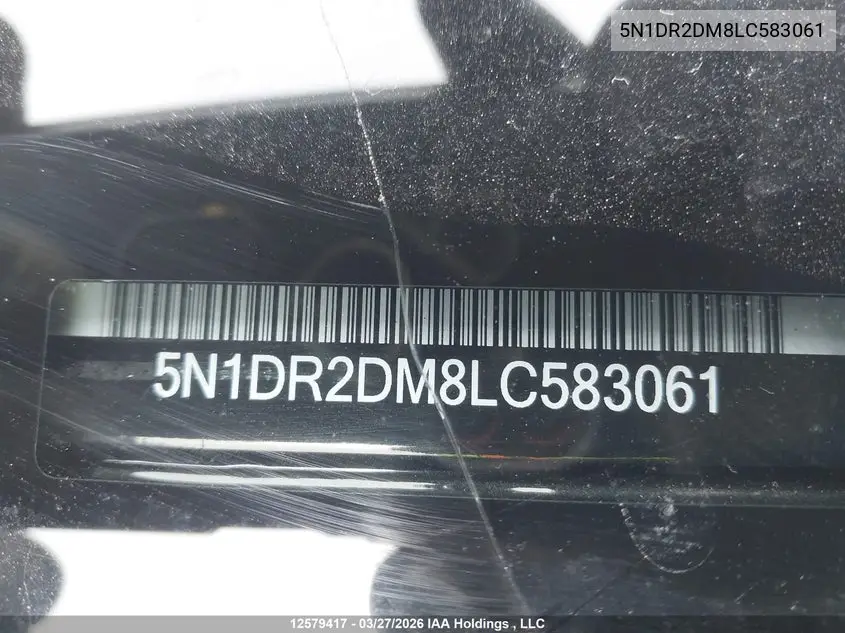 2020 Nissan Pathfinder Platinum VIN: 5N1DR2DM8LC583061 Lot: 12579417x