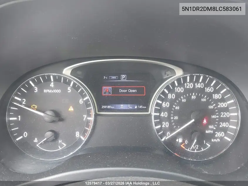 2020 Nissan Pathfinder Platinum VIN: 5N1DR2DM8LC583061 Lot: 12579417x