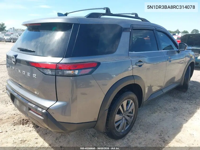 2024 Nissan Pathfinder Sv Fwd VIN: 5N1DR3BA8RC314078 Lot: 45266645