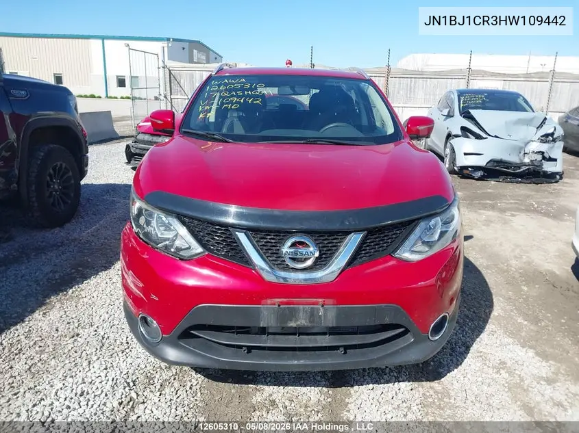 2017 Nissan Qashqai S/Sl/Sv VIN: JN1BJ1CR3HW109442 Lot: 12605310x