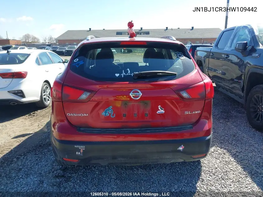 2017 Nissan Qashqai S/Sl/Sv VIN: JN1BJ1CR3HW109442 Lot: 12605310x