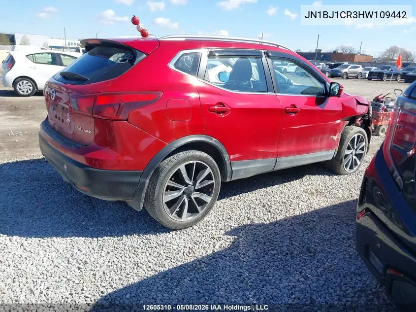 2017 Nissan Qashqai S/Sl/Sv VIN: JN1BJ1CR3HW109442 Lot: 12605310x
