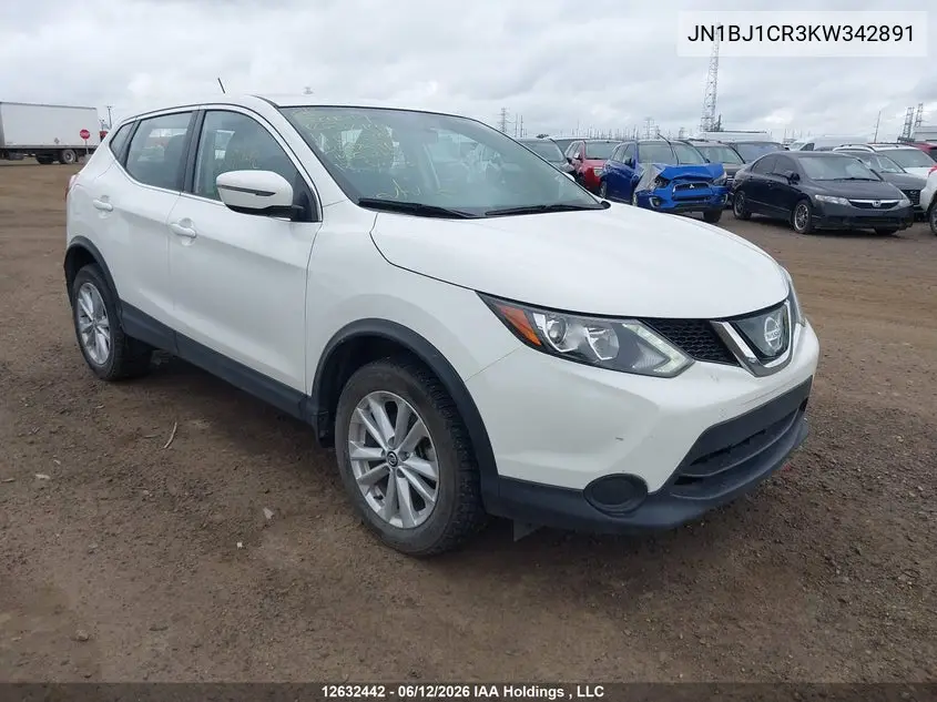 2019 Nissan Qashqai S/Sl/Sv VIN: JN1BJ1CR3KW342891 Lot: 12632442