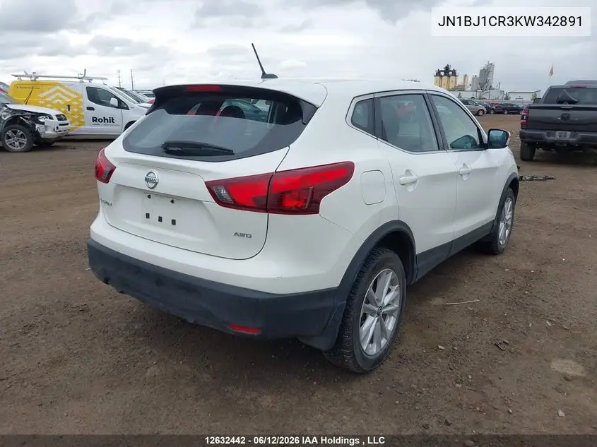 2019 Nissan Qashqai S/Sl/Sv VIN: JN1BJ1CR3KW342891 Lot: 12632442