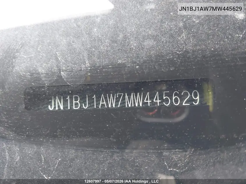 2021 Nissan Qashqai S VIN: JN1BJ1AW7MW445629 Lot: 12607997