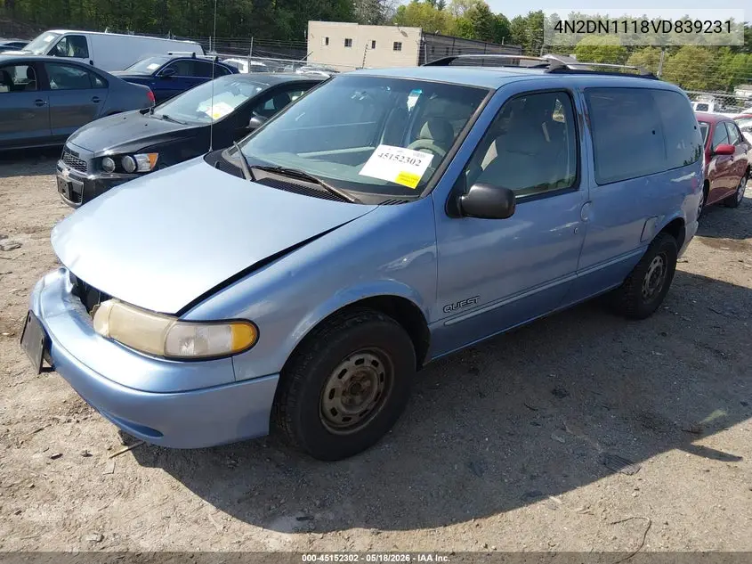 1997 Nissan Quest Gxe/Xe VIN: 4N2DN1118VD839231 Lot: 45152302