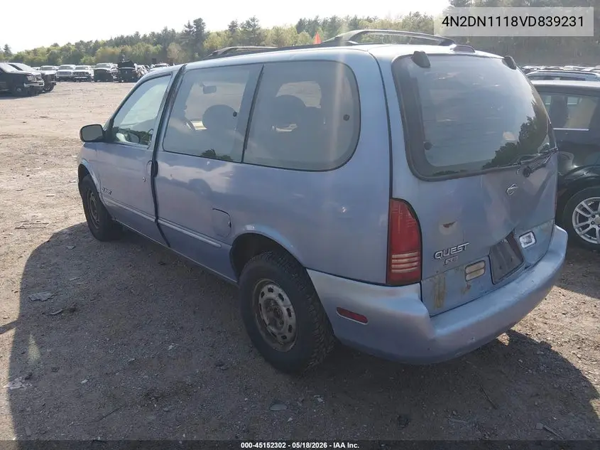 1997 Nissan Quest Gxe/Xe VIN: 4N2DN1118VD839231 Lot: 45152302