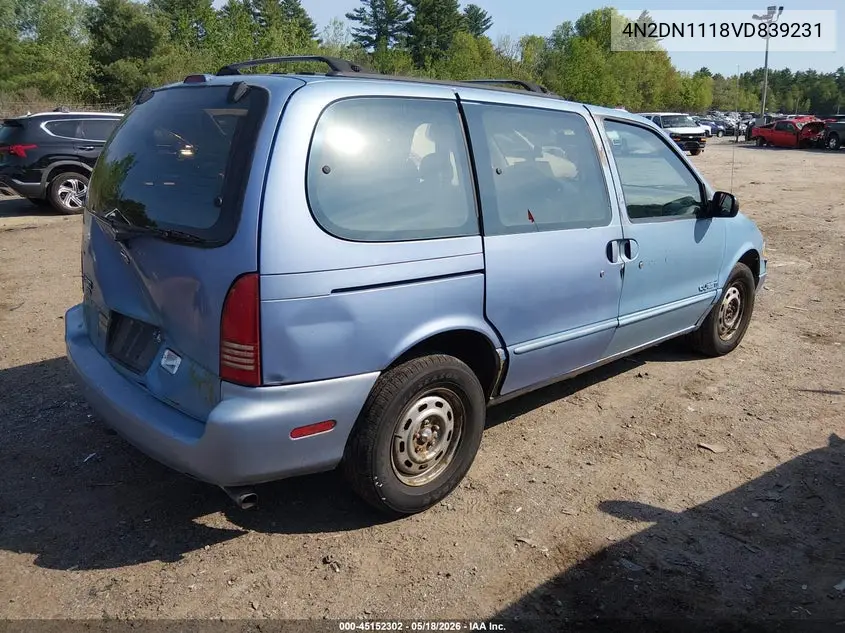 1997 Nissan Quest Gxe/Xe VIN: 4N2DN1118VD839231 Lot: 45152302
