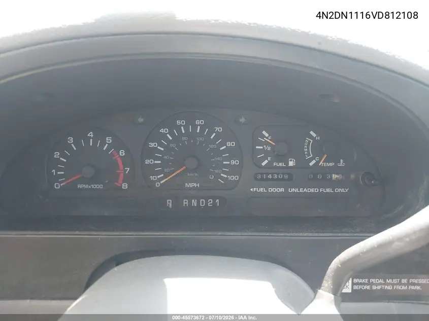 1997 Nissan Quest Gxe/Xe VIN: 4N2DN1116VD812108 Lot: 45573672