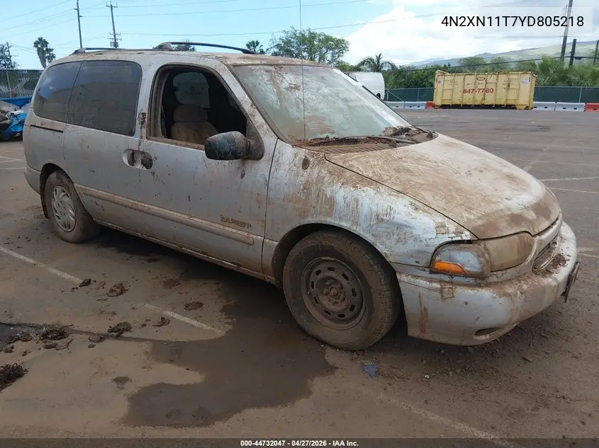 2000 Nissan Quest Gle/Gxe/Se-Cloth/Se-Leather VIN: 4N2XN11T7YD805218 Lot: 44732047