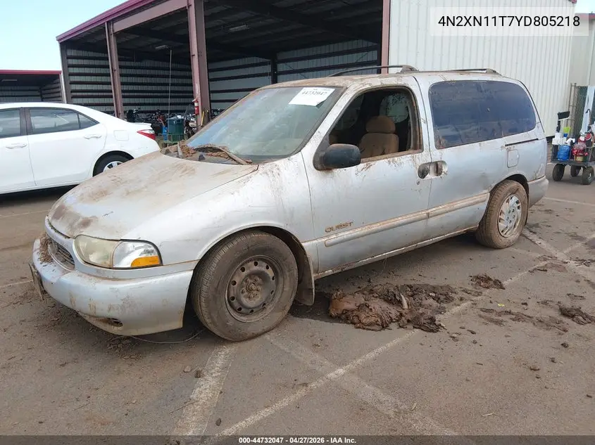 2000 Nissan Quest Gle/Gxe/Se-Cloth/Se-Leather VIN: 4N2XN11T7YD805218 Lot: 44732047